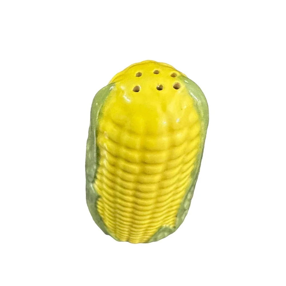 Vintage Yellow Corn on the Cob‎ Salt & Pepper Shaker Set with Plate 1978